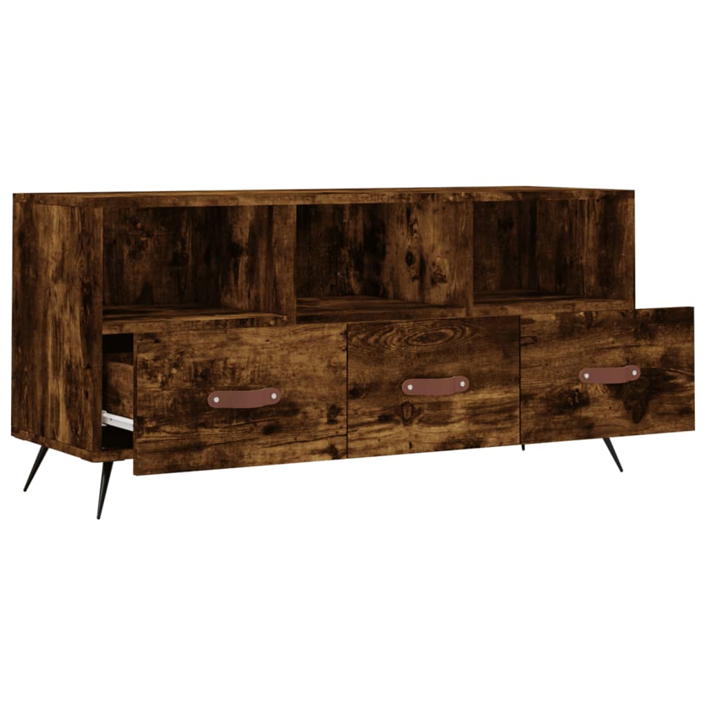Meuble TV chêne fumé 102x36x50 cm bois d'ingénierie - XIOS