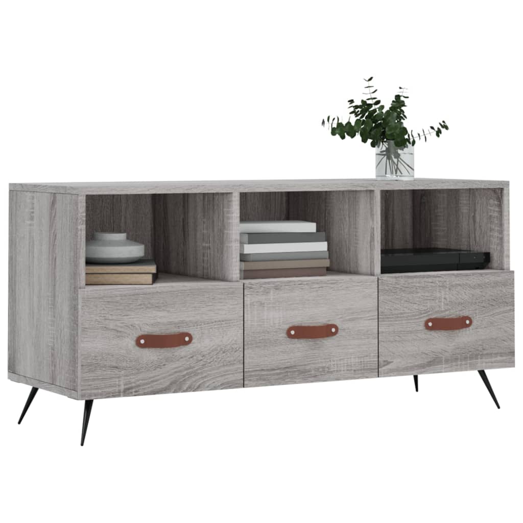 Meuble TV sonoma gris 102x36x50 cm bois d'ingénierie - XIOS