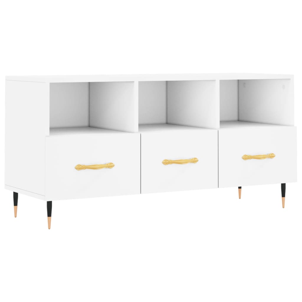 Meuble TV blanc 102x36x50 cm bois d'ingénierie - XIOS