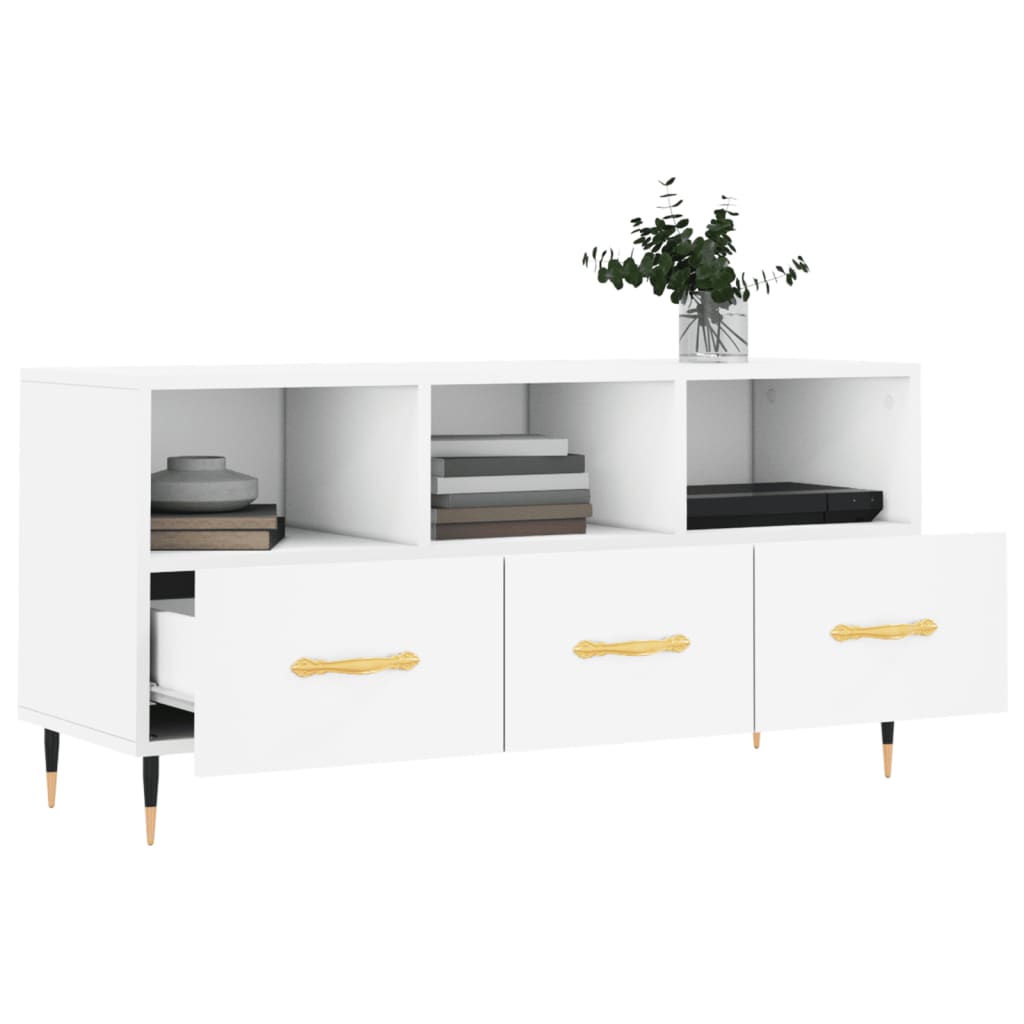 Meuble TV blanc 102x36x50 cm bois d'ingénierie - XIOS