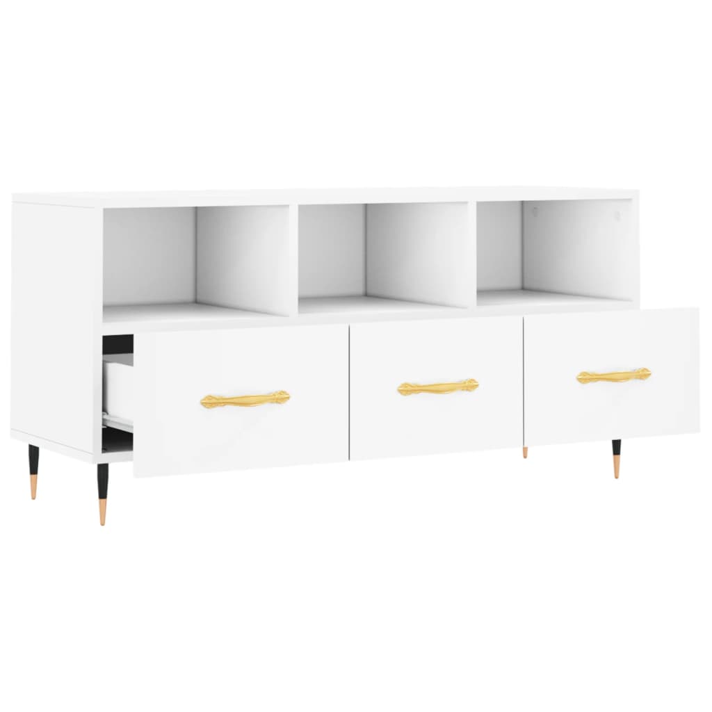 Meuble TV blanc 102x36x50 cm bois d'ingénierie - XIOS
