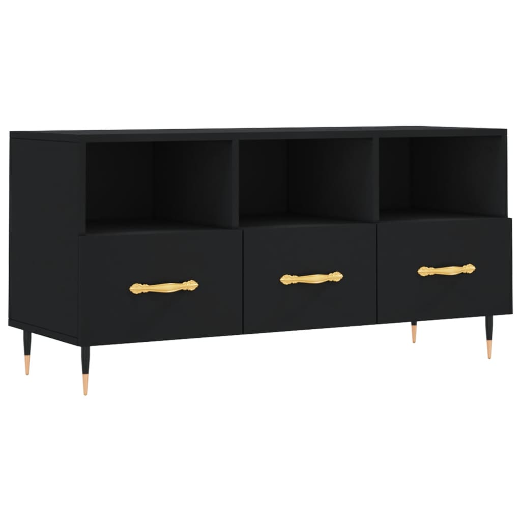 Meuble TV noir 102x36x50 cm bois d'ingénierie - XIOS