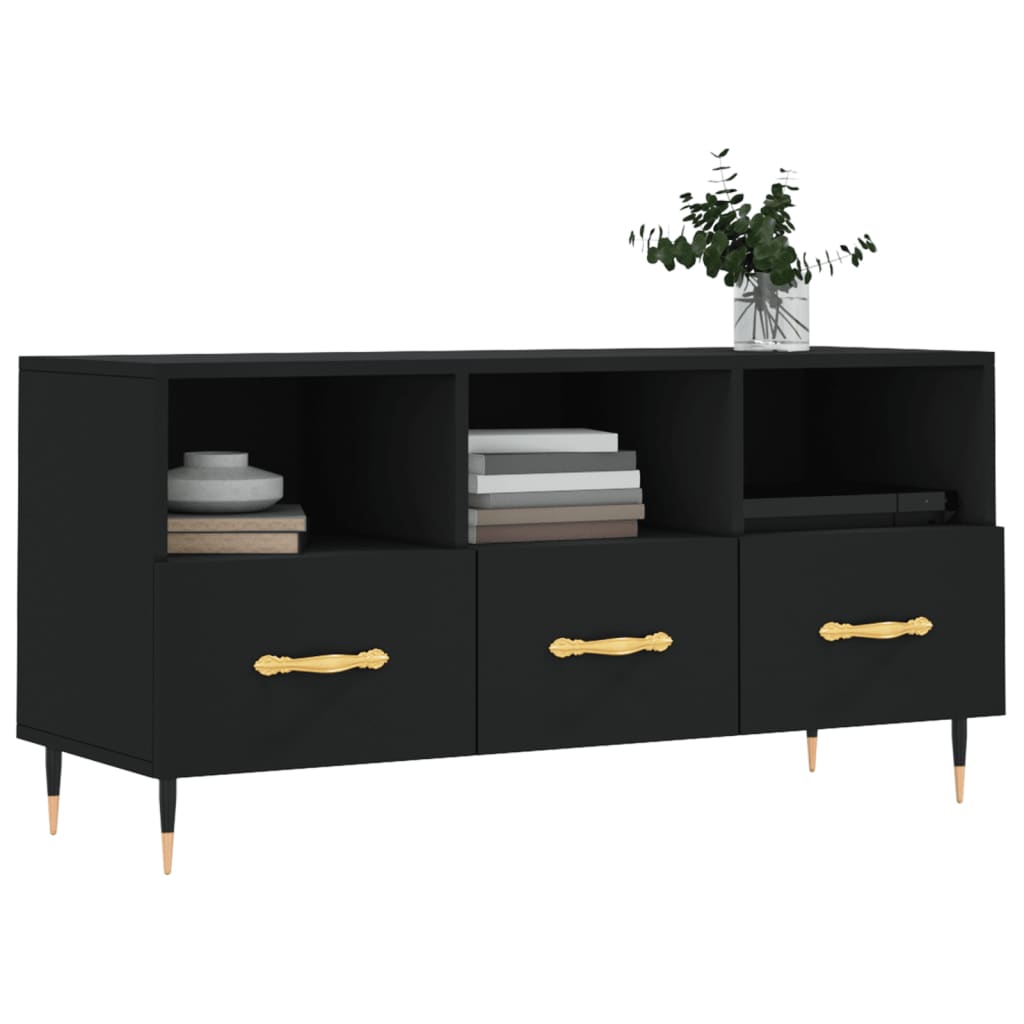 Meuble TV noir 102x36x50 cm bois d'ingénierie - XIOS
