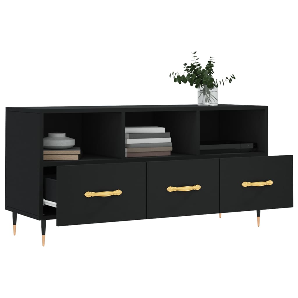 Meuble TV noir 102x36x50 cm bois d'ingénierie - XIOS