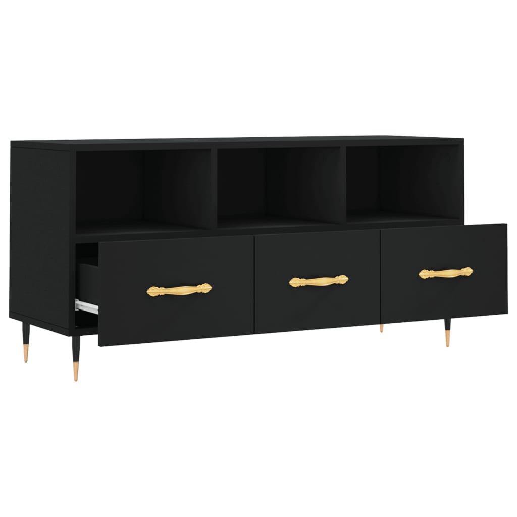 Meuble TV noir 102x36x50 cm bois d'ingénierie - XIOS