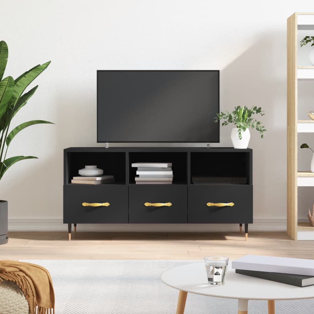 Meuble TV noir 102x36x50 cm bois d'ingénierie - XIOS