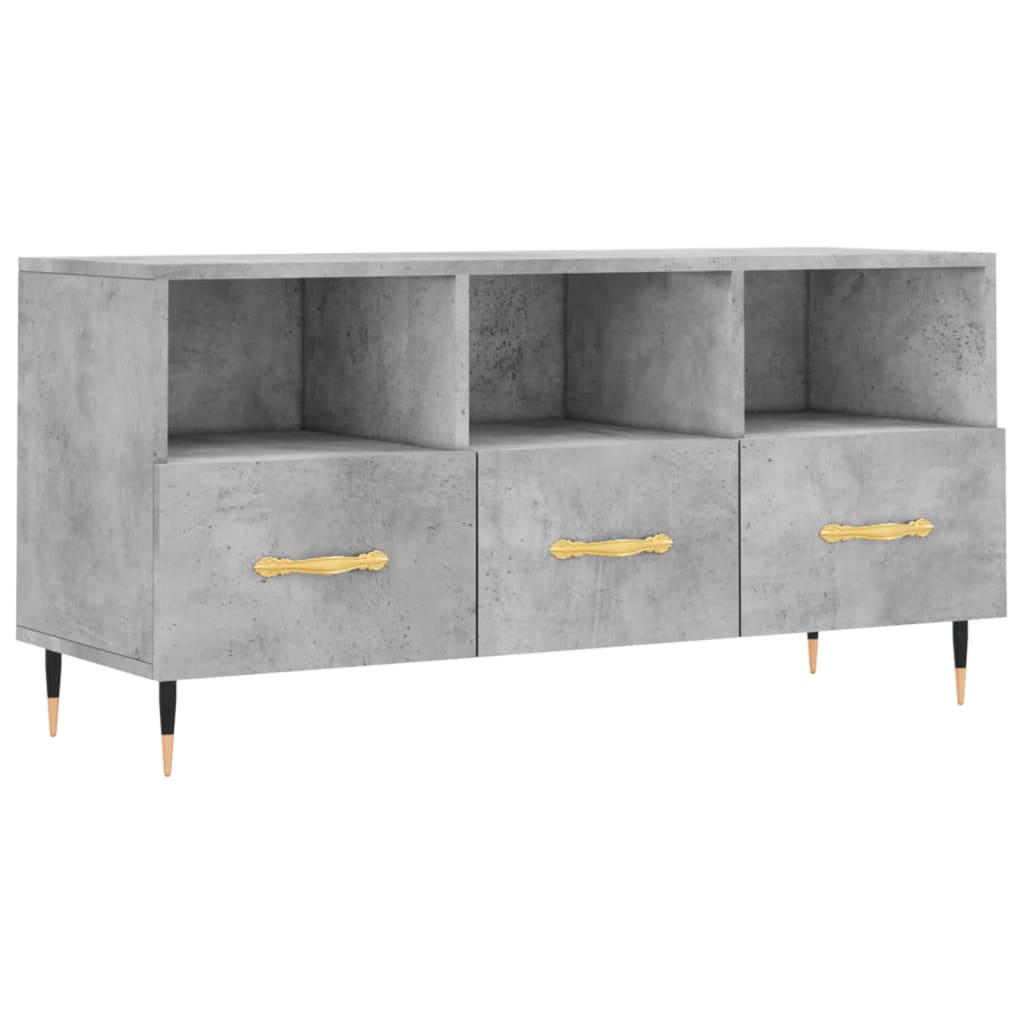 Meuble TV gris béton 102x36x50 cm bois d'ingénierie - XIOS