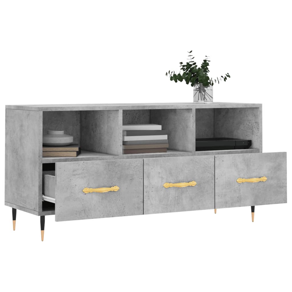 Meuble TV gris béton 102x36x50 cm bois d'ingénierie - XIOS