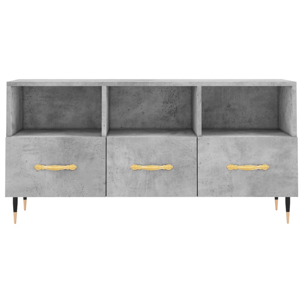 Meuble TV gris béton 102x36x50 cm bois d'ingénierie - XIOS