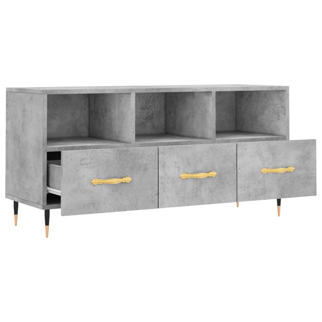 Meuble TV gris béton 102x36x50 cm bois d'ingénierie - XIOS