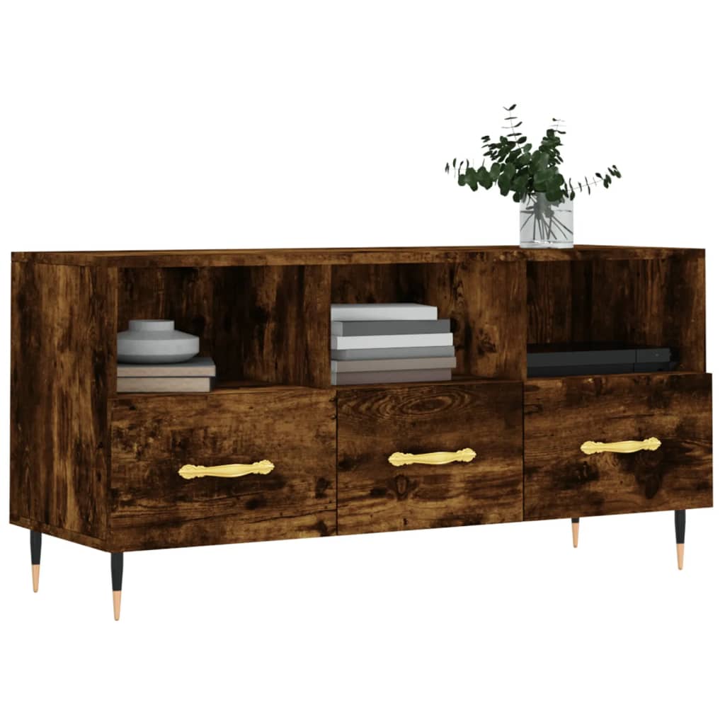 Meuble TV chêne fumé 102x36x50 cm bois d'ingénierie - XIOS