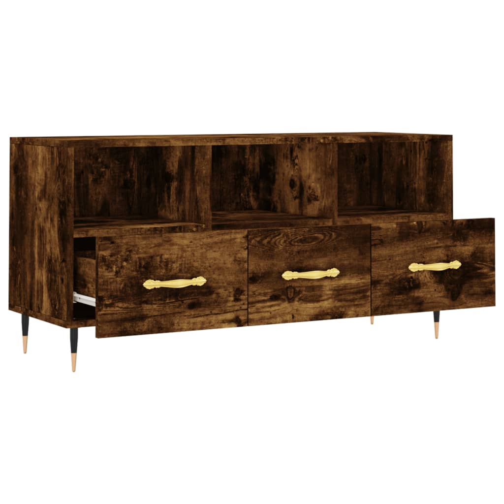 Meuble TV chêne fumé 102x36x50 cm bois d'ingénierie - XIOS
