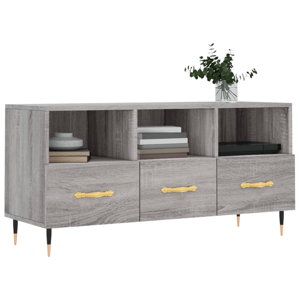 Meuble TV sonoma gris 102x36x50 cm bois d'ingénierie - XIOS