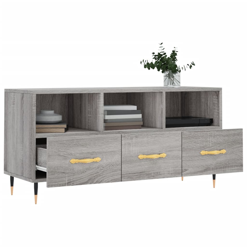 Meuble TV sonoma gris 102x36x50 cm bois d'ingénierie - XIOS