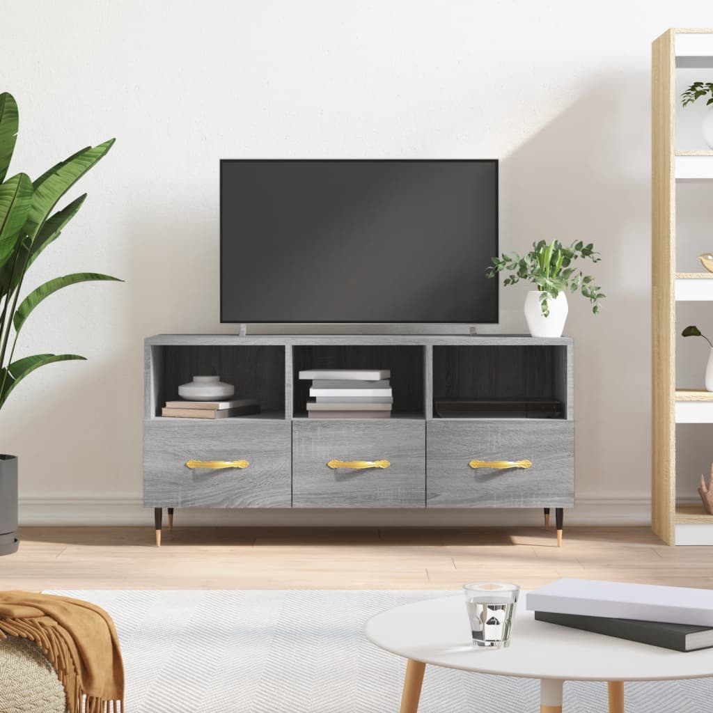 Meuble TV sonoma gris 102x36x50 cm bois d'ingénierie - XIOS