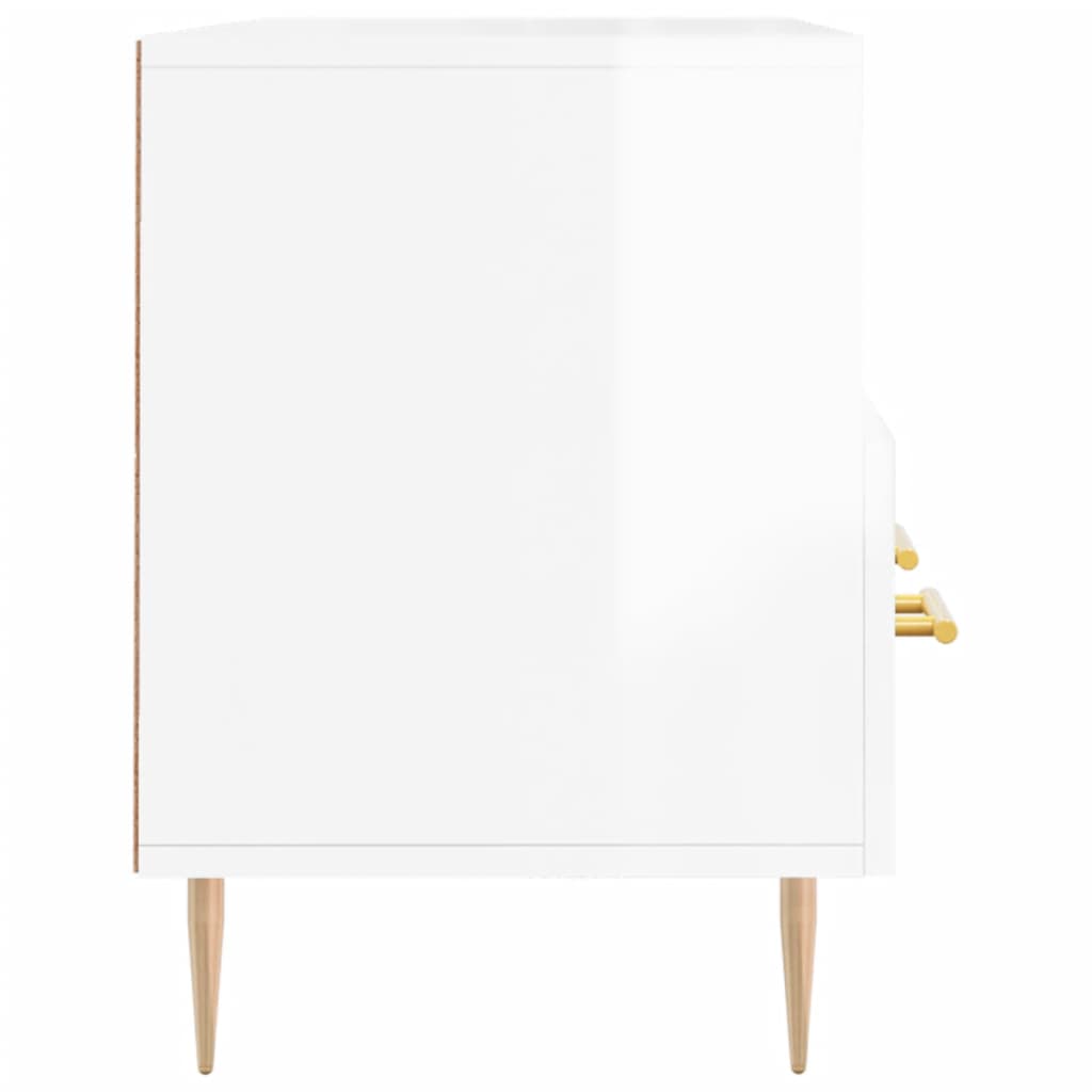 Meuble TV Blanc brillant 102x36x50 cm Bois d'ingénierie - XIOS