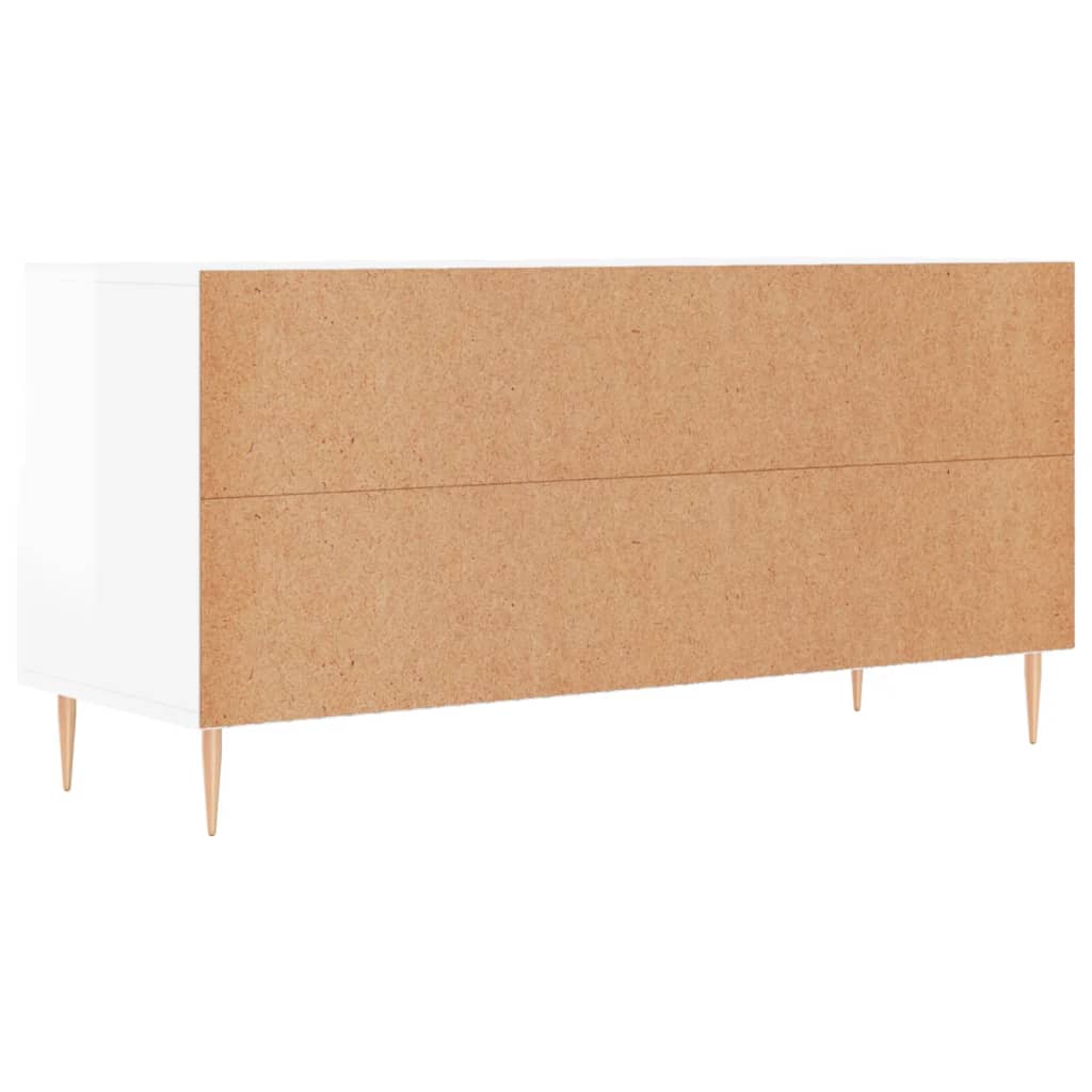 Meuble TV Blanc brillant 102x36x50 cm Bois d'ingénierie - XIOS
