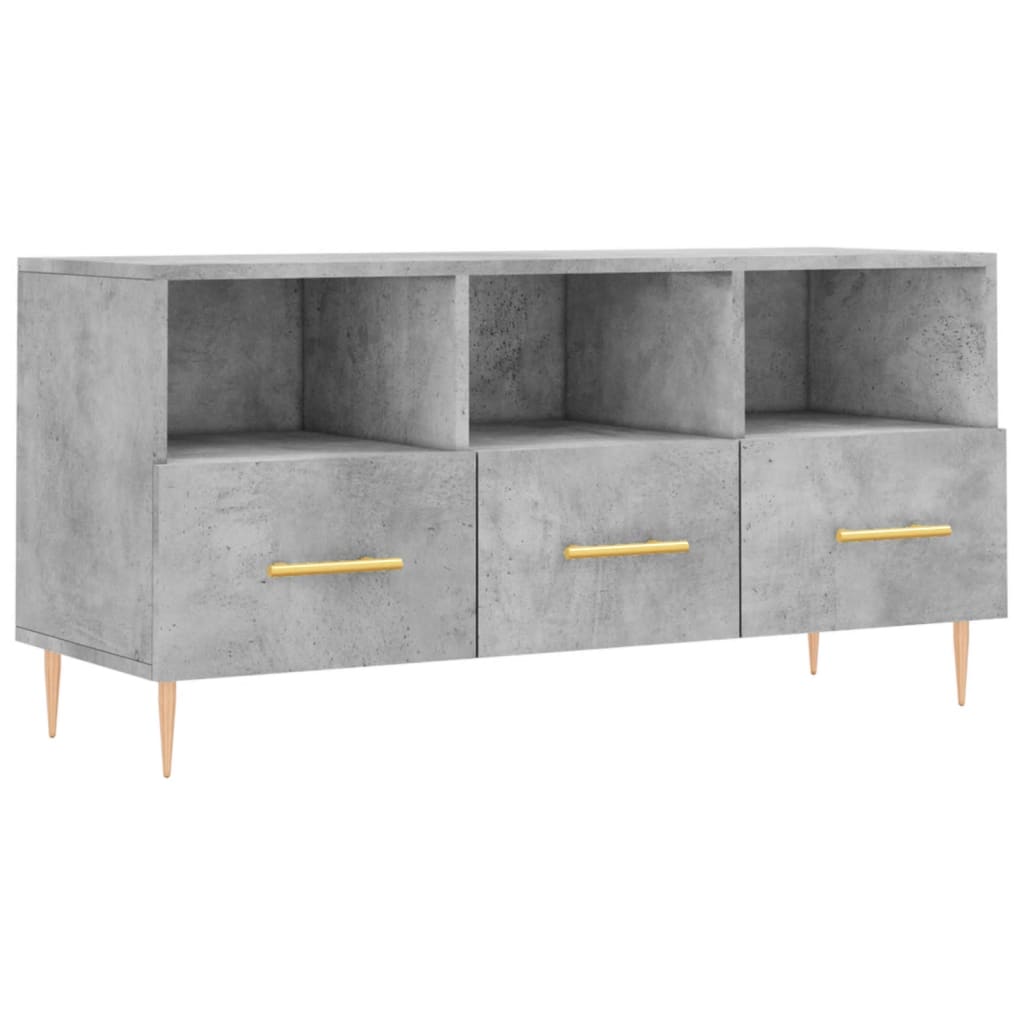 Meuble TV gris béton 102x36x50 cm bois d'ingénierie - XIOS