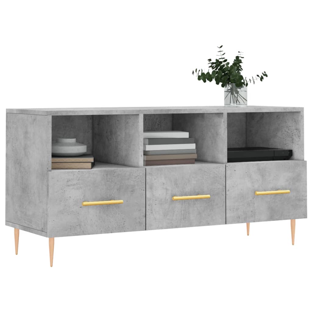 Meuble TV gris béton 102x36x50 cm bois d'ingénierie - XIOS