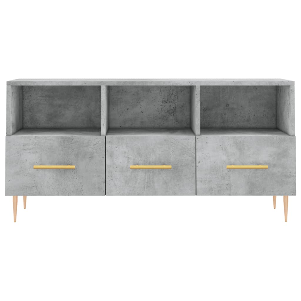 Meuble TV gris béton 102x36x50 cm bois d'ingénierie - XIOS