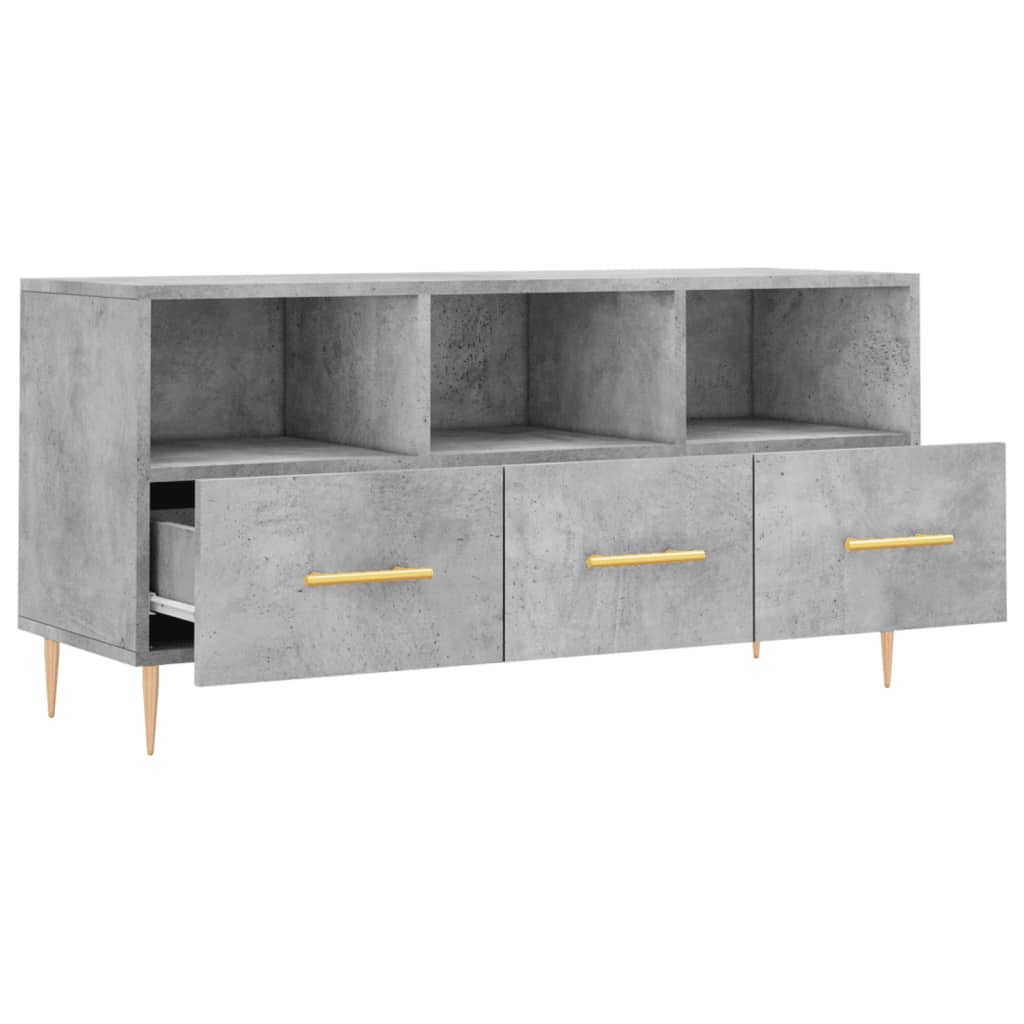 Meuble TV gris béton 102x36x50 cm bois d'ingénierie - XIOS