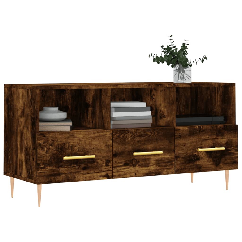 Meuble TV chêne fumé 102x36x50 cm bois d'ingénierie - XIOS
