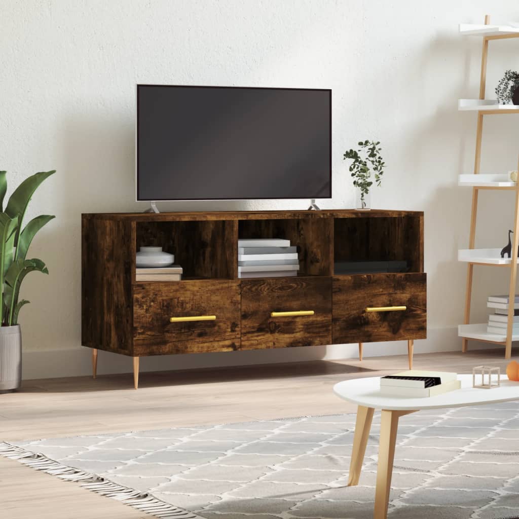 Meuble TV chêne fumé 102x36x50 cm bois d'ingénierie - XIOS