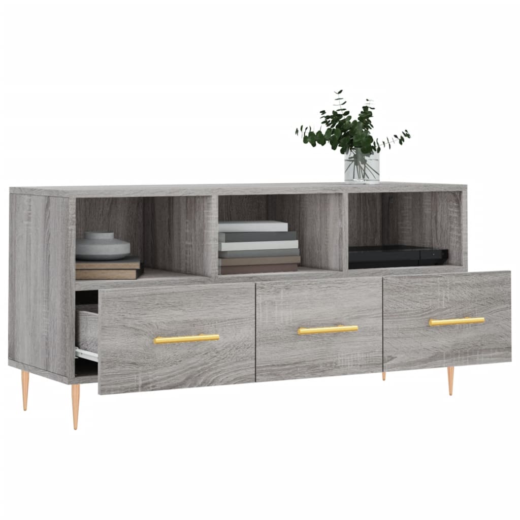 Meuble TV sonoma gris 102x36x50 cm bois d'ingénierie - XIOS