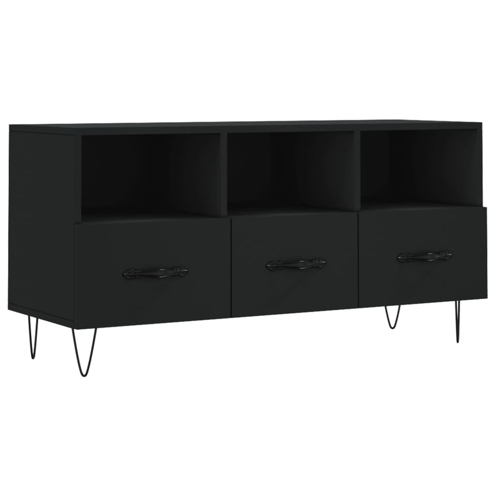 Meuble TV noir 102x36x50 cm bois d'ingénierie - XIOS
