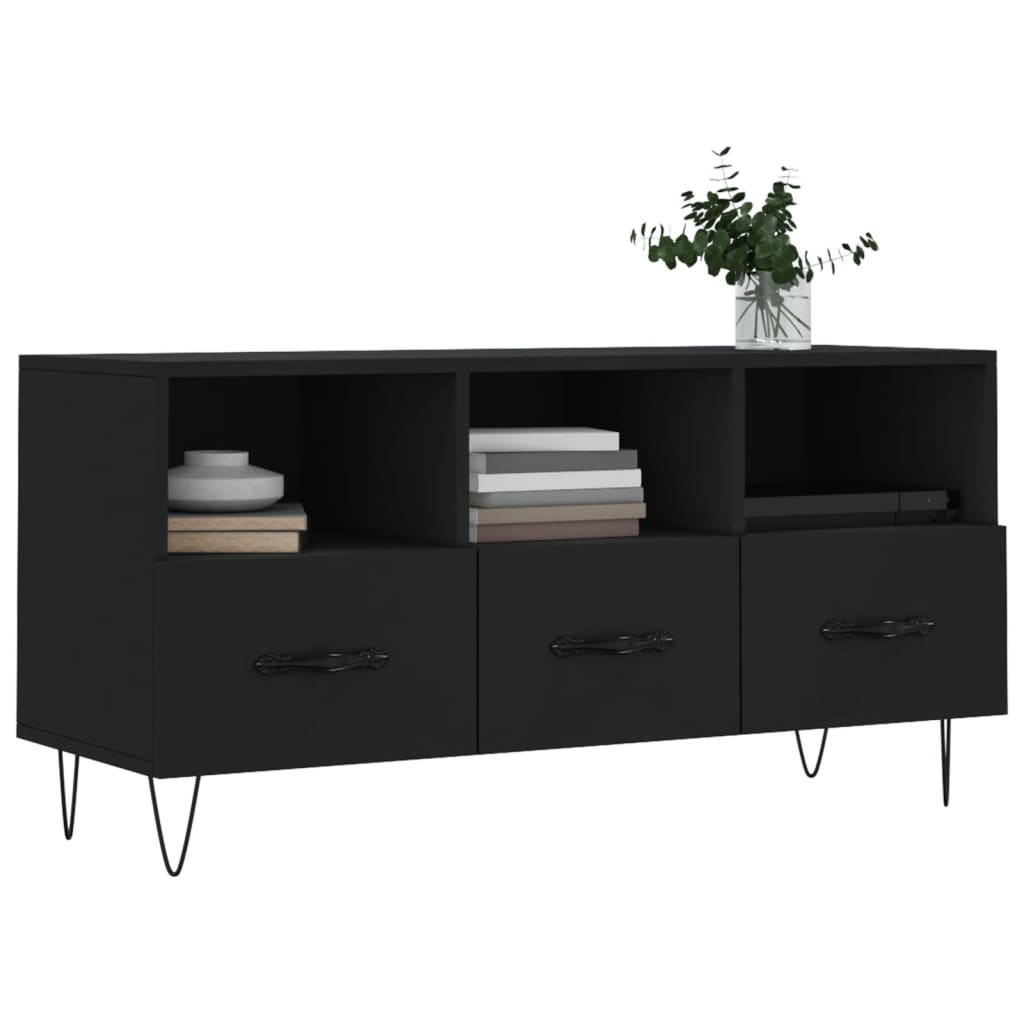 Meuble TV noir 102x36x50 cm bois d'ingénierie - XIOS