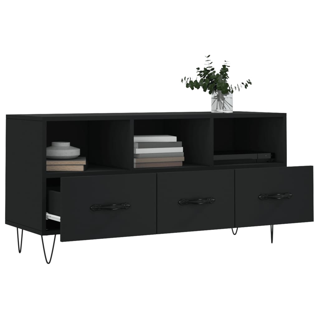 Meuble TV noir 102x36x50 cm bois d'ingénierie - XIOS