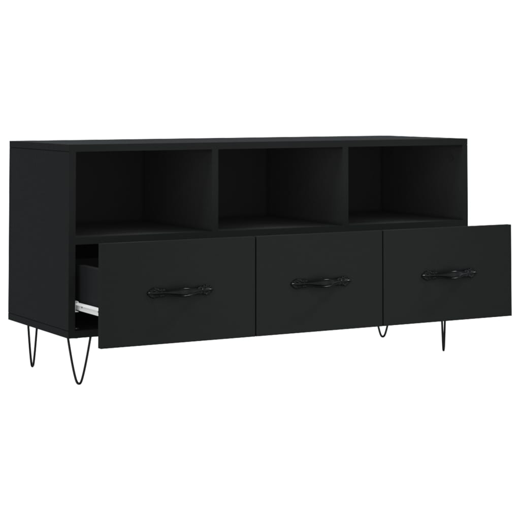 Meuble TV noir 102x36x50 cm bois d'ingénierie - XIOS