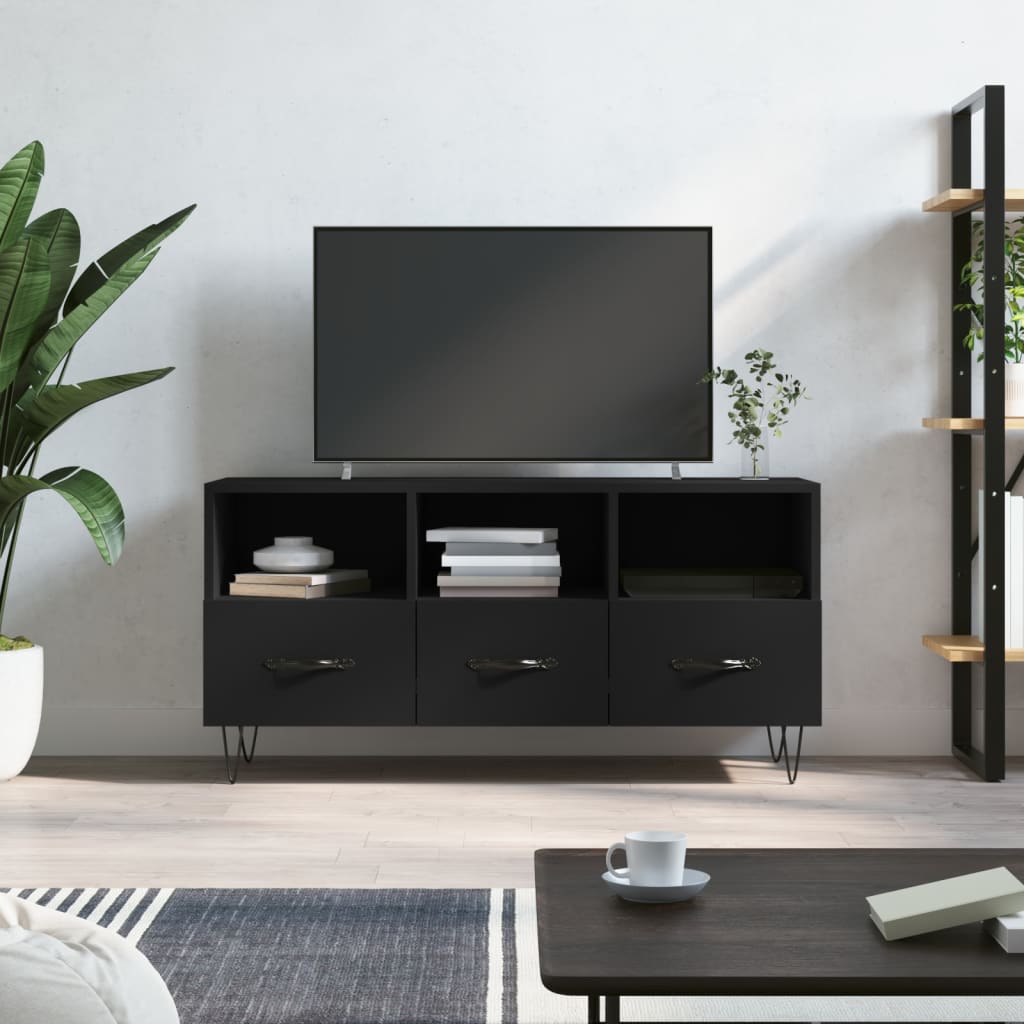 Meuble TV noir 102x36x50 cm bois d'ingénierie - XIOS