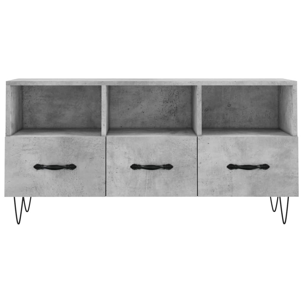 Meuble TV gris béton 102x36x50 cm bois d'ingénierie - XIOS