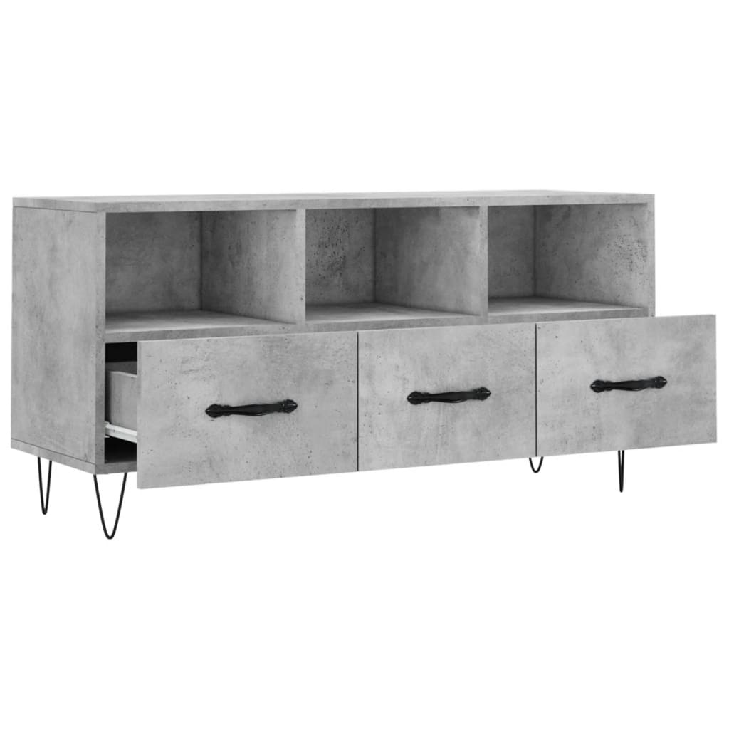 Meuble TV gris béton 102x36x50 cm bois d'ingénierie - XIOS