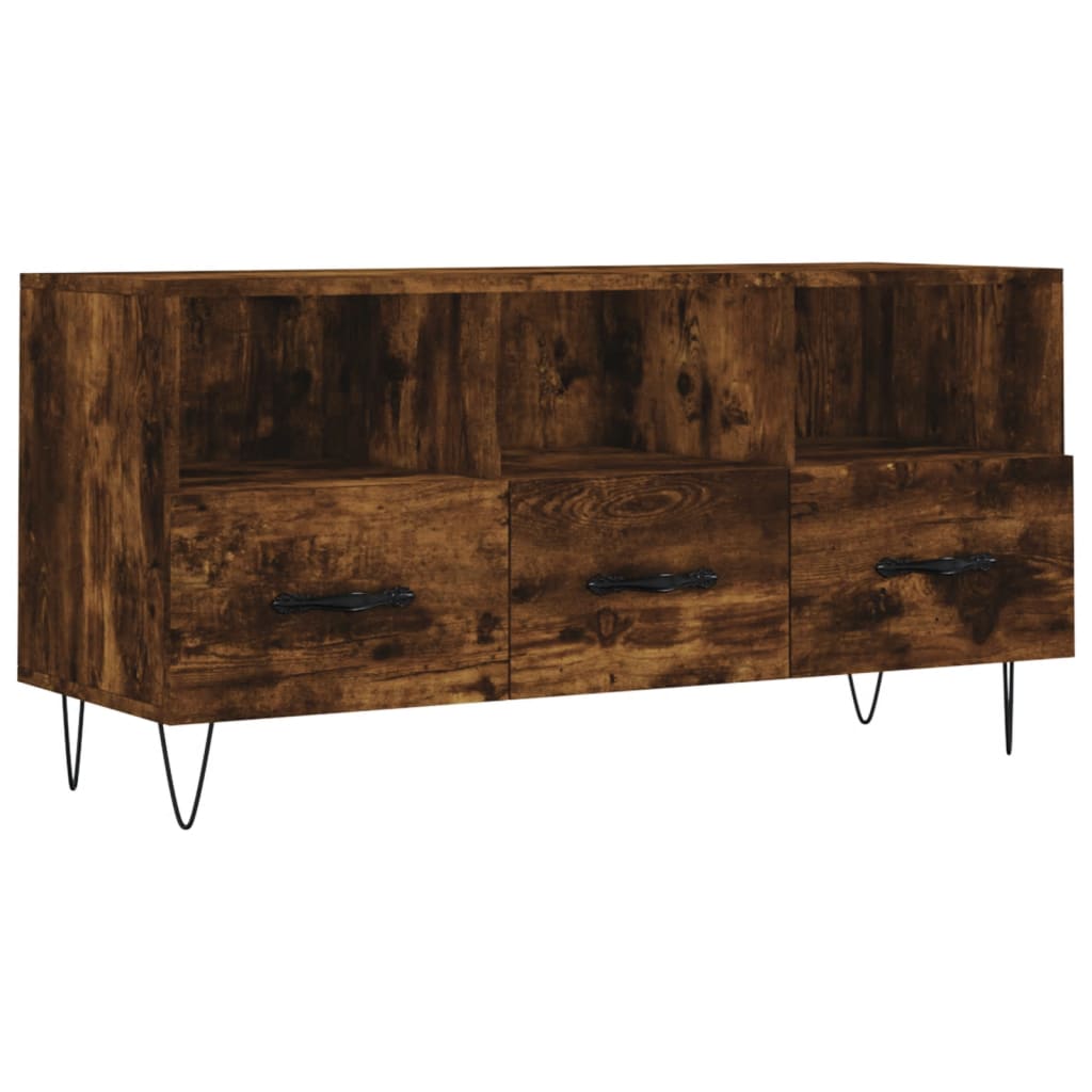 Meuble TV chêne fumé 102x36x50 cm bois d'ingénierie - XIOS