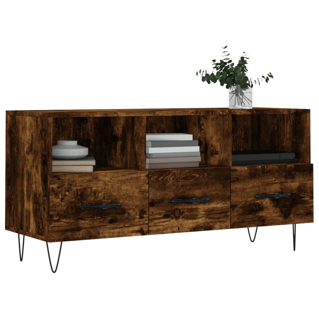 Meuble TV chêne fumé 102x36x50 cm bois d'ingénierie - XIOS