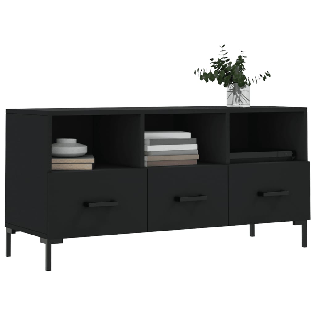 Meuble TV noir 102x36x50 cm bois d'ingénierie - XIOS