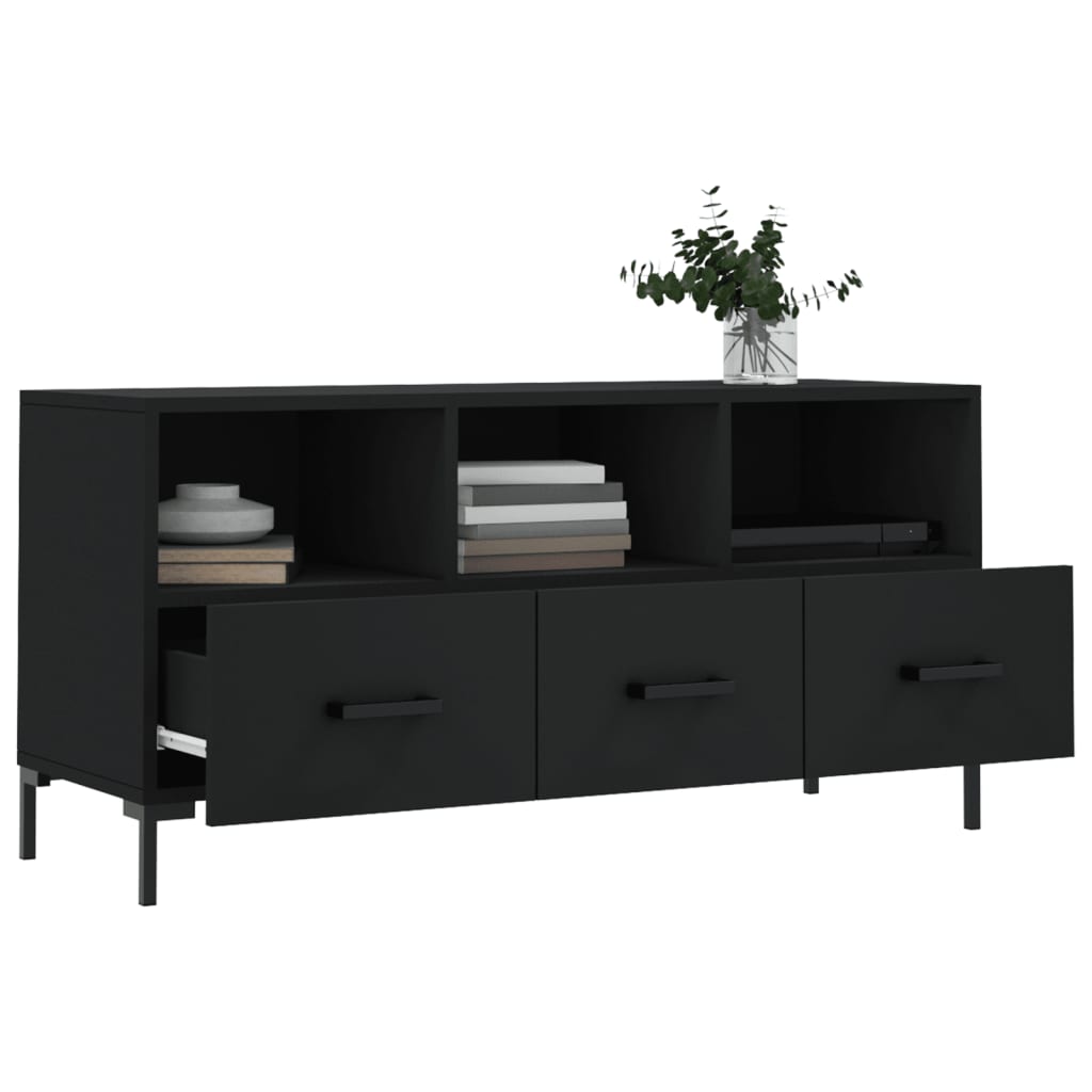 Meuble TV noir 102x36x50 cm bois d'ingénierie - XIOS