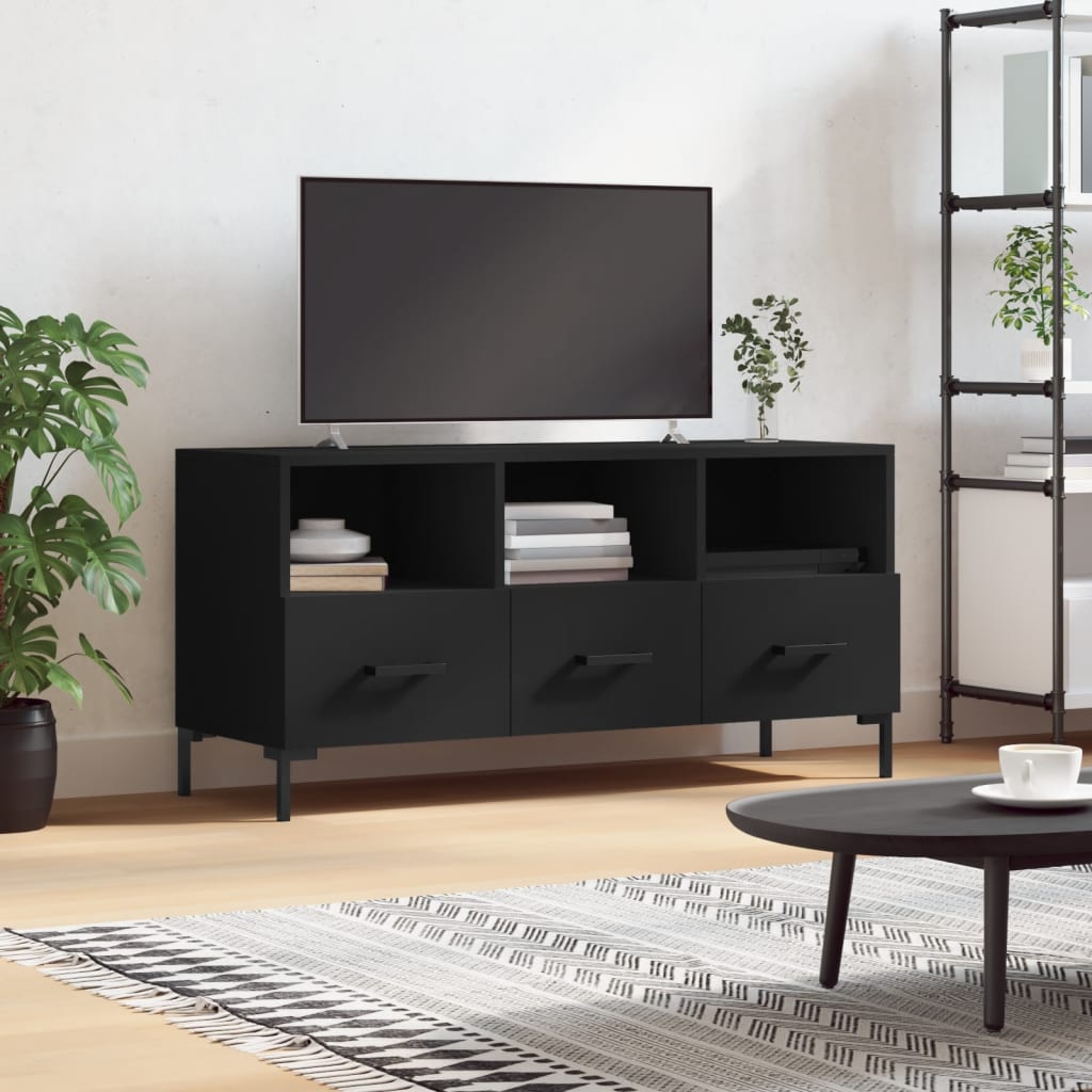 Meuble TV noir 102x36x50 cm bois d'ingénierie - XIOS