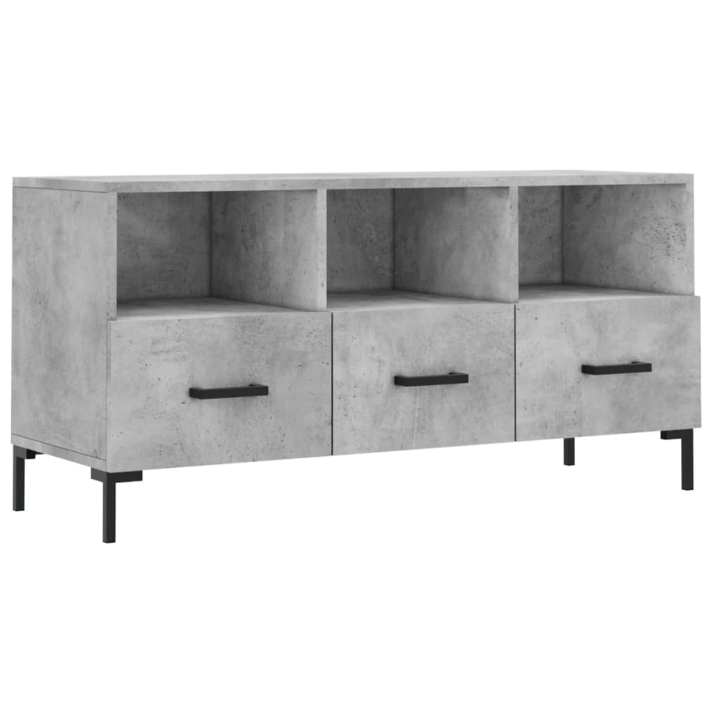 Meuble TV gris béton 102x36x50 cm bois d'ingénierie - XIOS