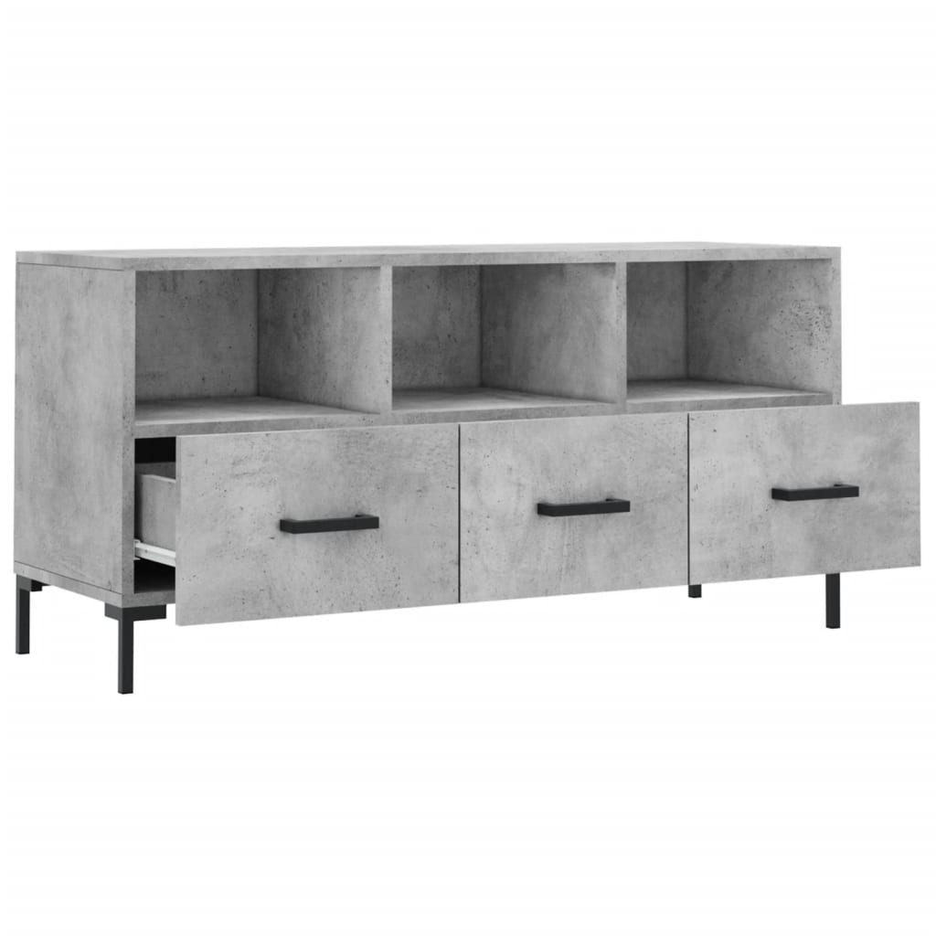 Meuble TV gris béton 102x36x50 cm bois d'ingénierie - XIOS