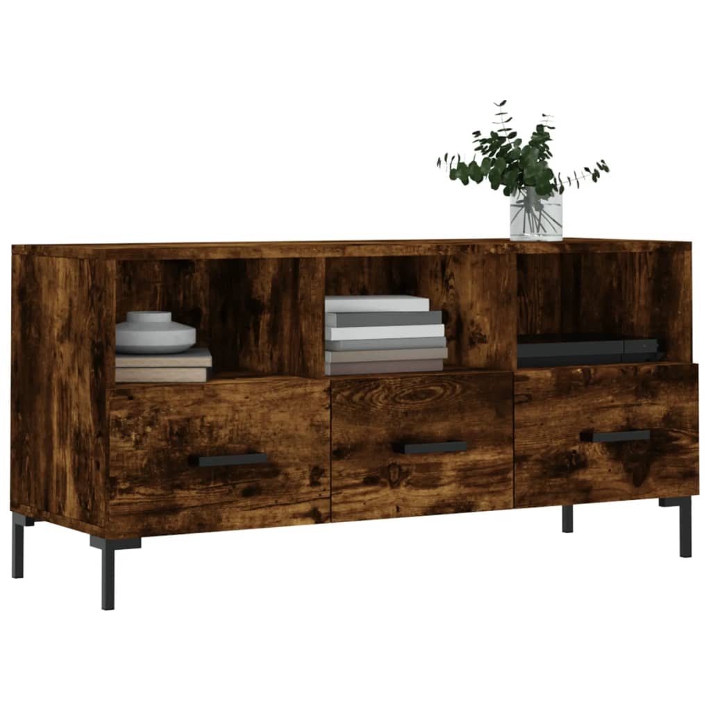 Meuble TV chêne fumé 102x36x50 cm bois d'ingénierie - XIOS