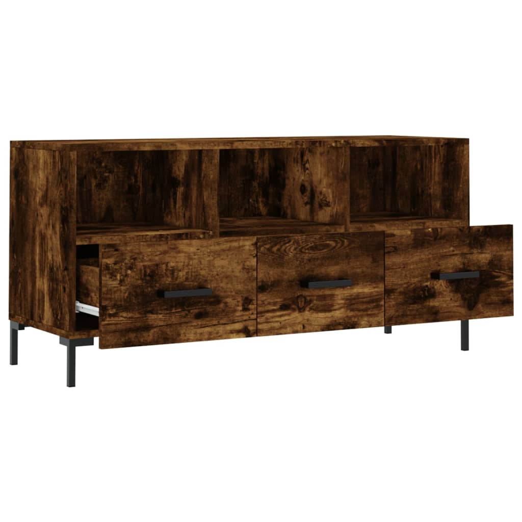 Meuble TV chêne fumé 102x36x50 cm bois d'ingénierie - XIOS