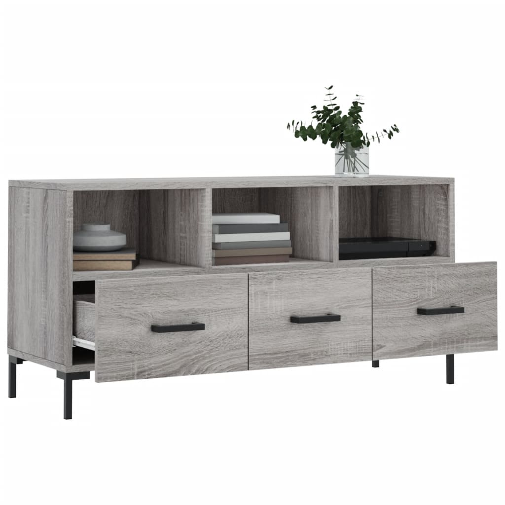 Meuble TV sonoma gris 102x36x50 cm bois d'ingénierie - XIOS