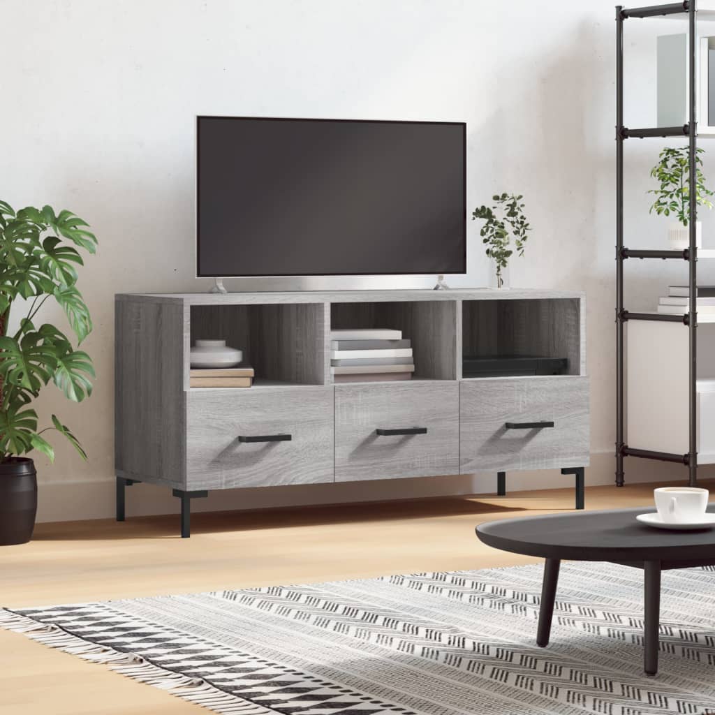 Meuble TV sonoma gris 102x36x50 cm bois d'ingénierie - XIOS