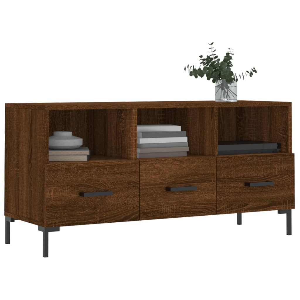Meuble TV chêne marron 102x36x50 cm bois d'ingénierie - XIOS