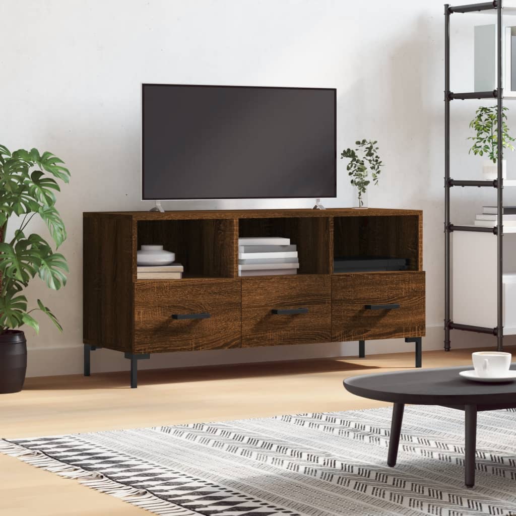Meuble TV chêne marron 102x36x50 cm bois d'ingénierie - XIOS