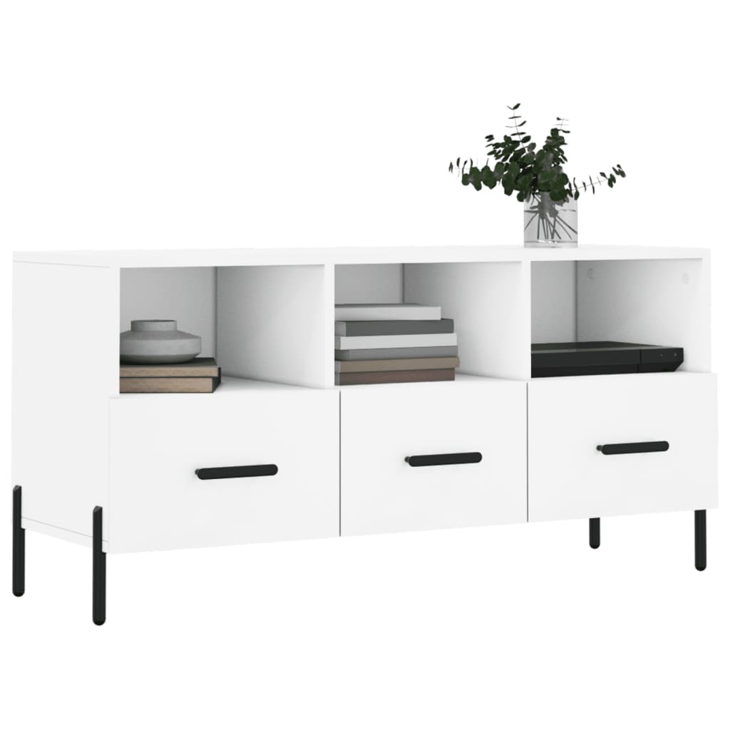 Meuble TV blanc 102x36x50 cm bois d'ingénierie - XIOS