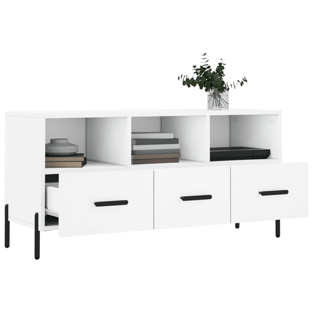 Meuble TV blanc 102x36x50 cm bois d'ingénierie - XIOS